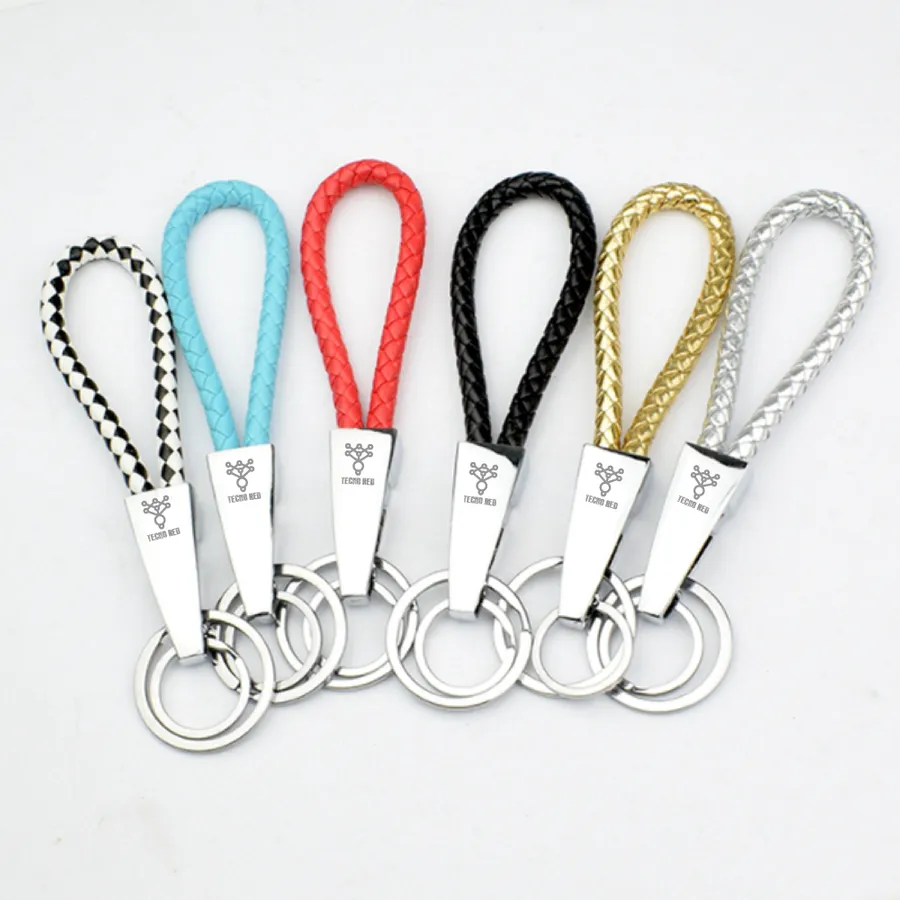 Braided Leather & Metal Keychain 5