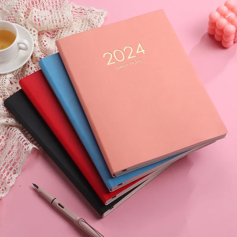 A4 Lined Daily 2025 PU Journal Planner Notebook Thick Page