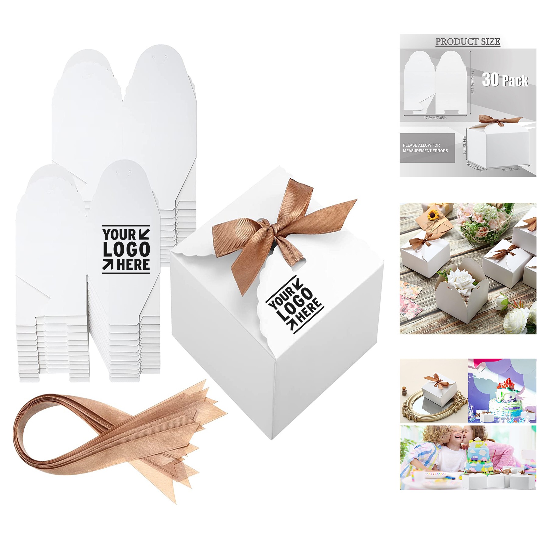 3.5 x 3.5 x 2.4 Inch Wedding Small Gift Boxes with Bow Bulk 2