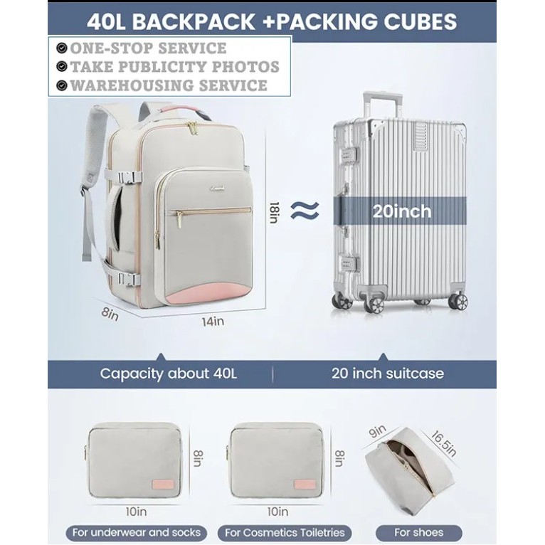 40L Carry on Backpack for Traveling on Airplane 3