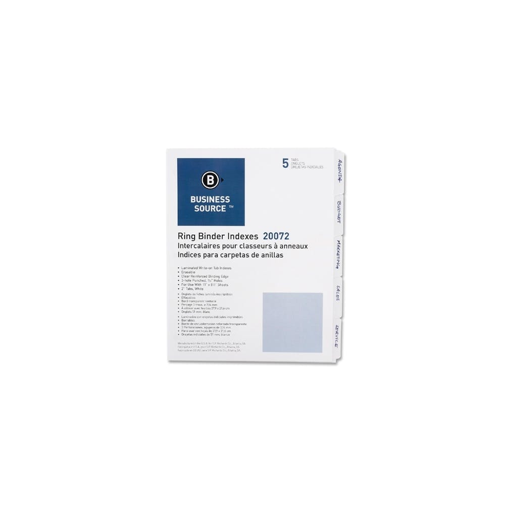 Index Dividers - 5 Tabs Erasable White 2