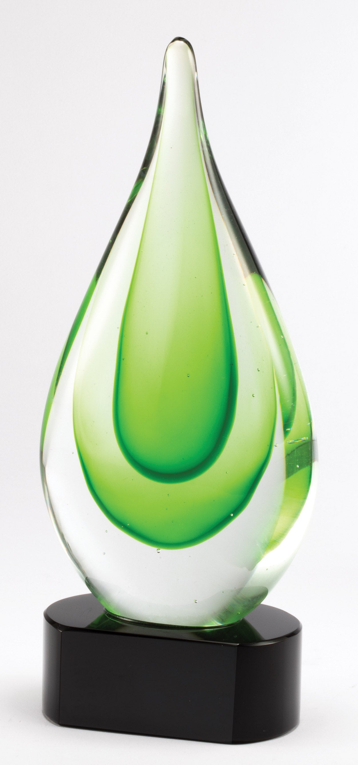 9.25" Green Teardrop Art Glass 2