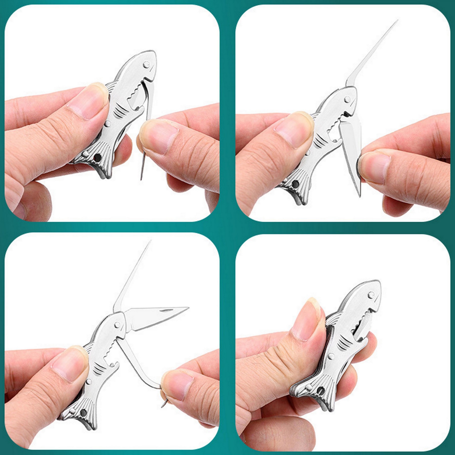 Shark-shaped Folding Knife With Keychain 4