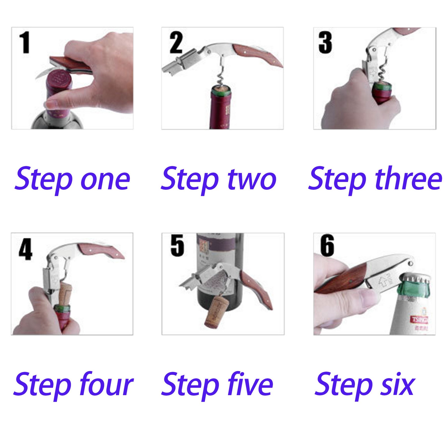 Stainless Steel Wood Handle Wine Opener 3
