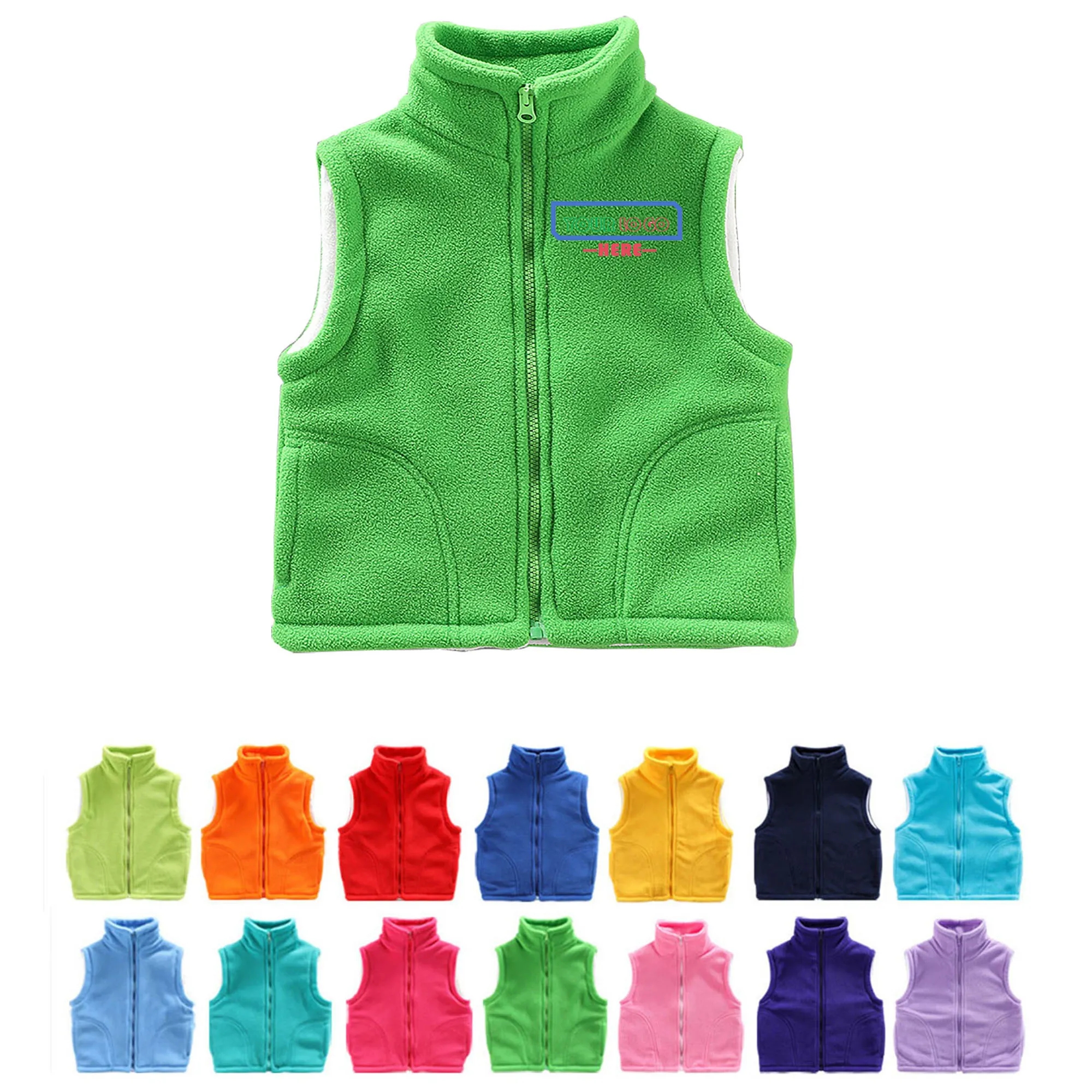 Solid Color Zipper Sleeveless Jacket for Toddler Kid 7