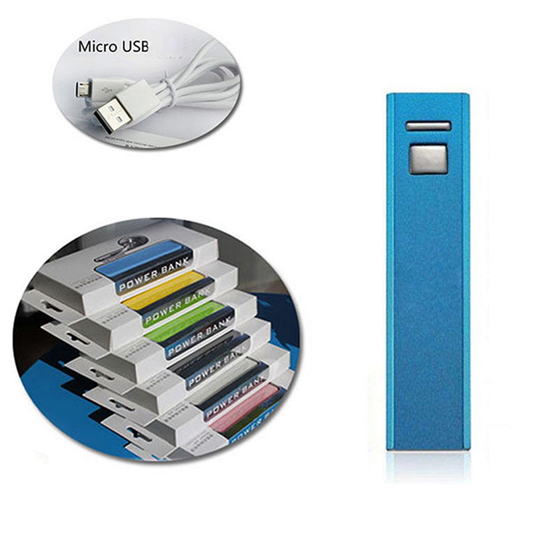 Aluminum 1800 Mah Power Bank Charger With Cord 2