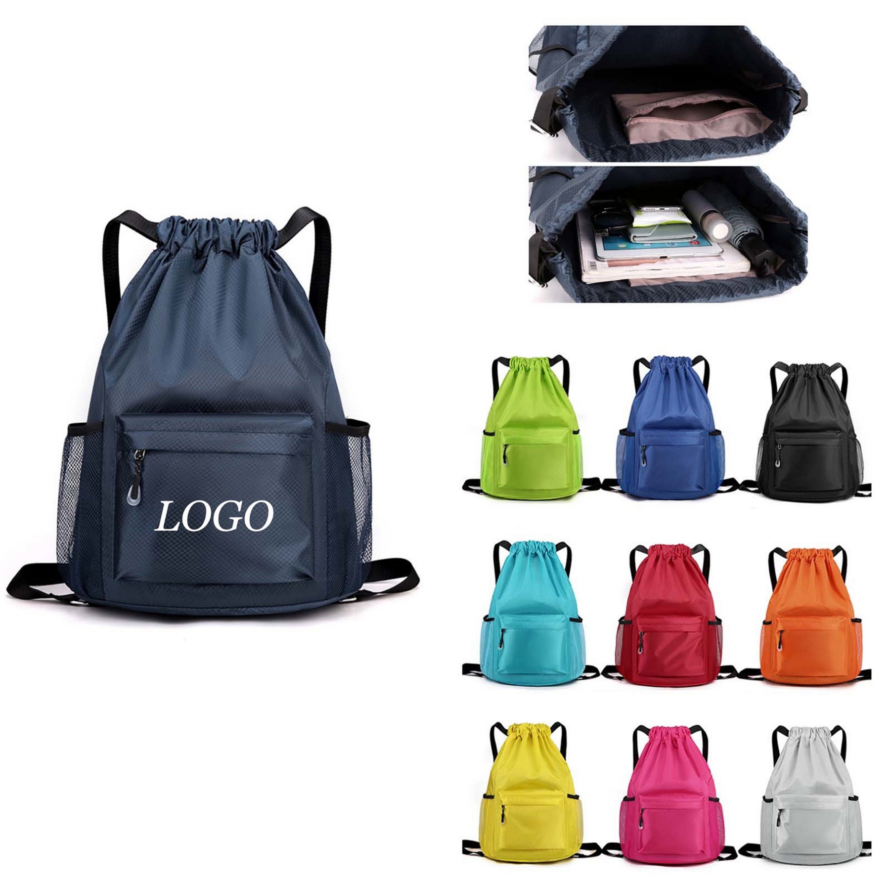 Waterproof Drawstring Backpack&Bag With Side Pockets 5