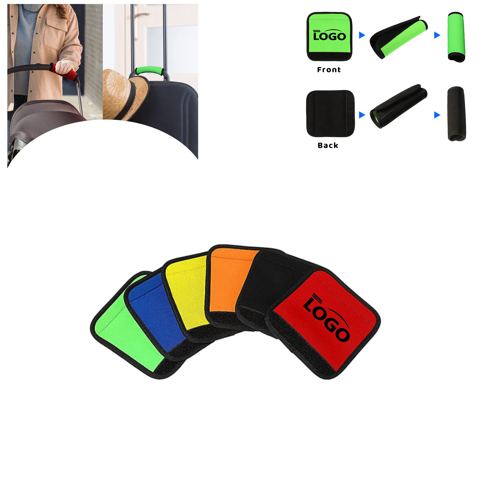 Custom Logo Neoprene Luggage Handle Wrap Grip For Travel 3