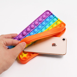 Rectangle Shape Rodent Pioneer Silicone Pencil Decompression Bubble Stationery Storage Bag / Hook 10