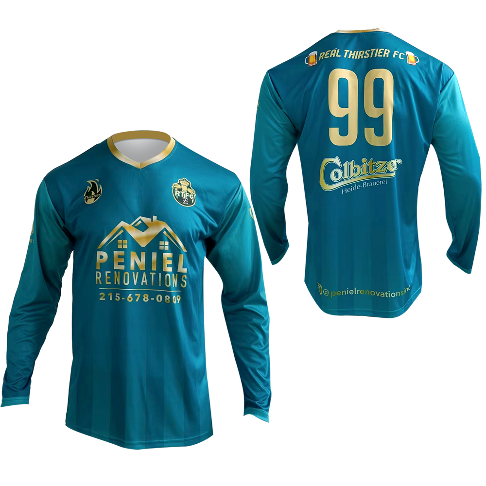 Men's Soccer V-Neck LS Pinhole Mesh Jersey 2