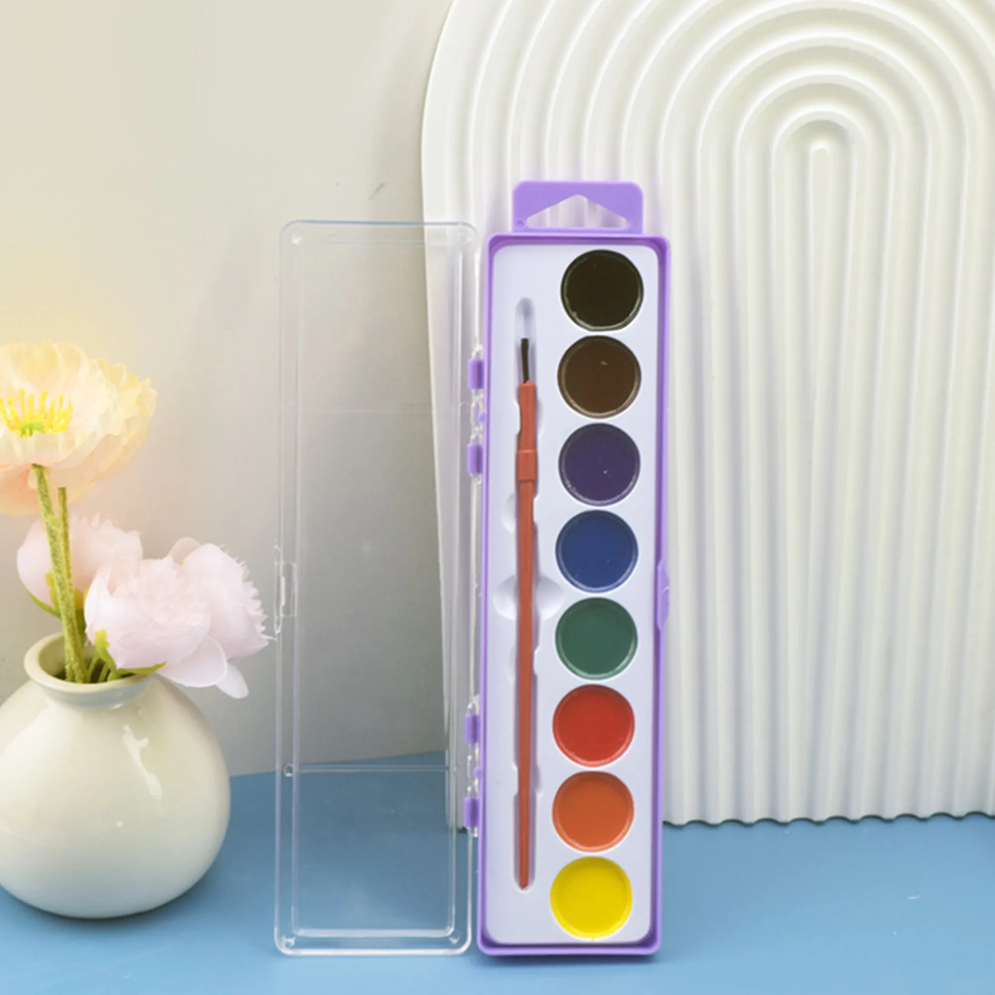 8-Color Solid Watercolor Paint Set For Kids 4