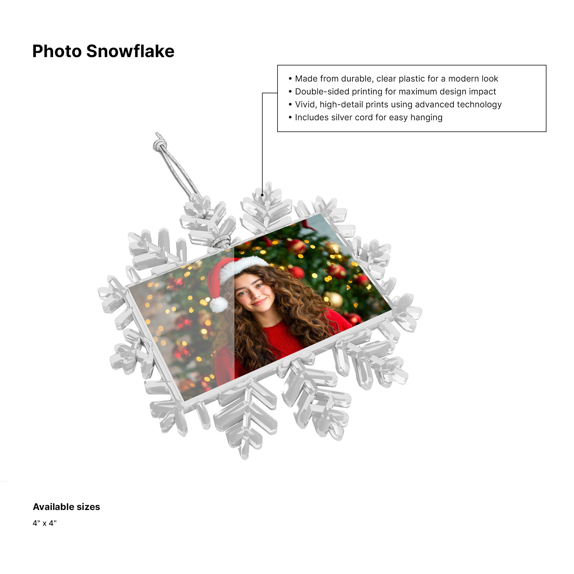 Custom Snowflake Ornaments – Personalized Clear Photo Decorations for Holiday Gifting 4