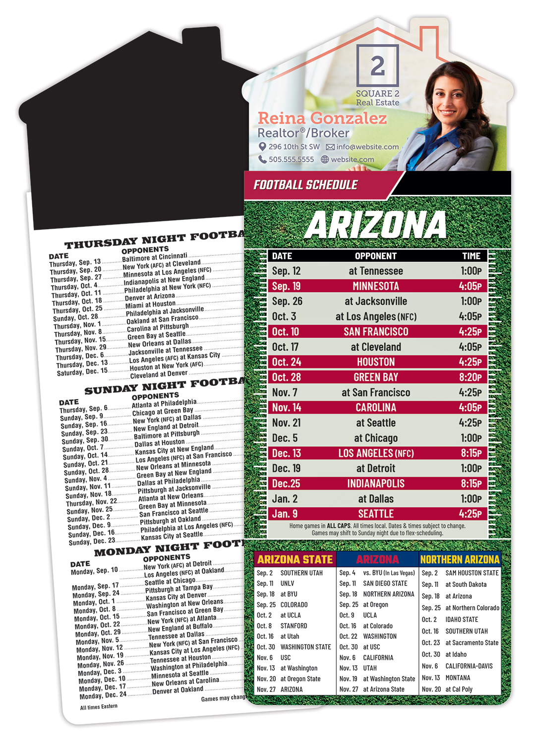 Magna-Card House Shape Magnet Football Schedules (3.5x9) 1