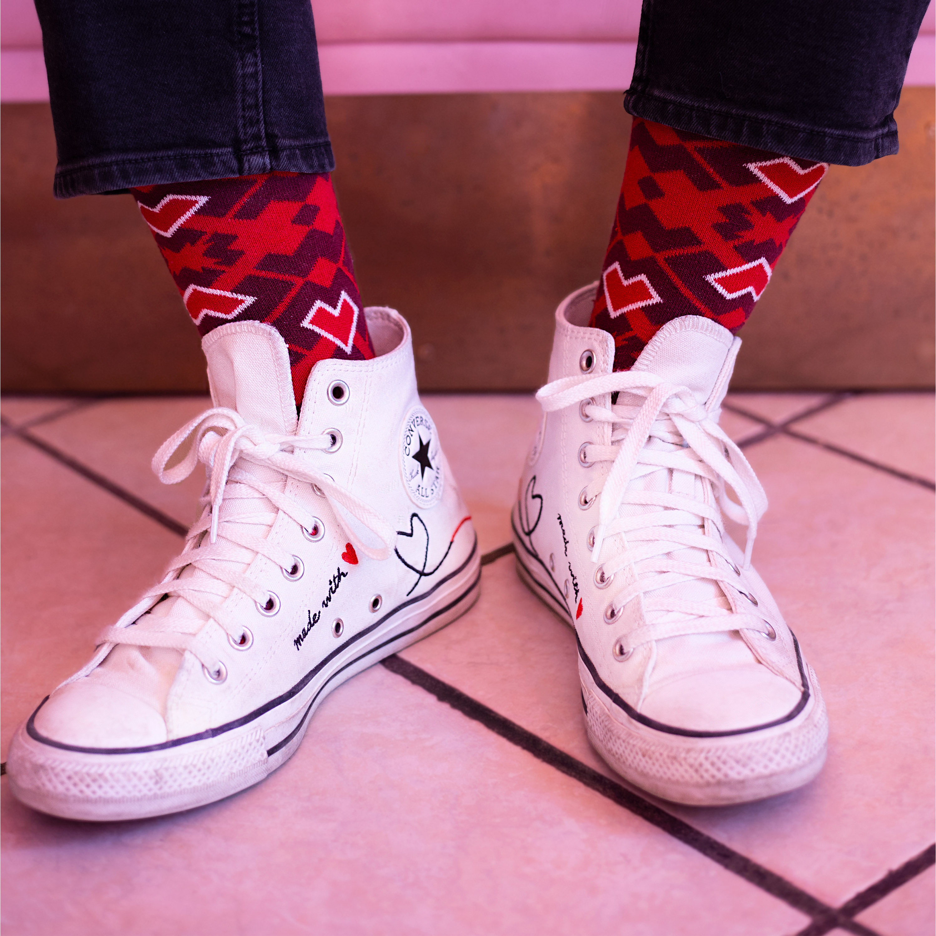 Athletic VALENTINES Day Socks - Love Your Feet with Heart-Themed Performance Wear - American Made 2