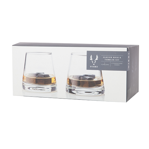 Viski® Glacier Rocks® Soapstone Cube and Tumbler Set 2