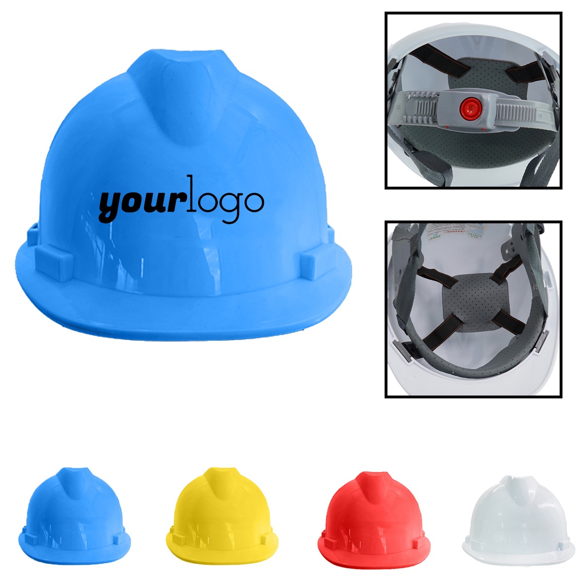 Adjustable Full Brim Construction Hard Hat with Suspension and Ventilation 3
