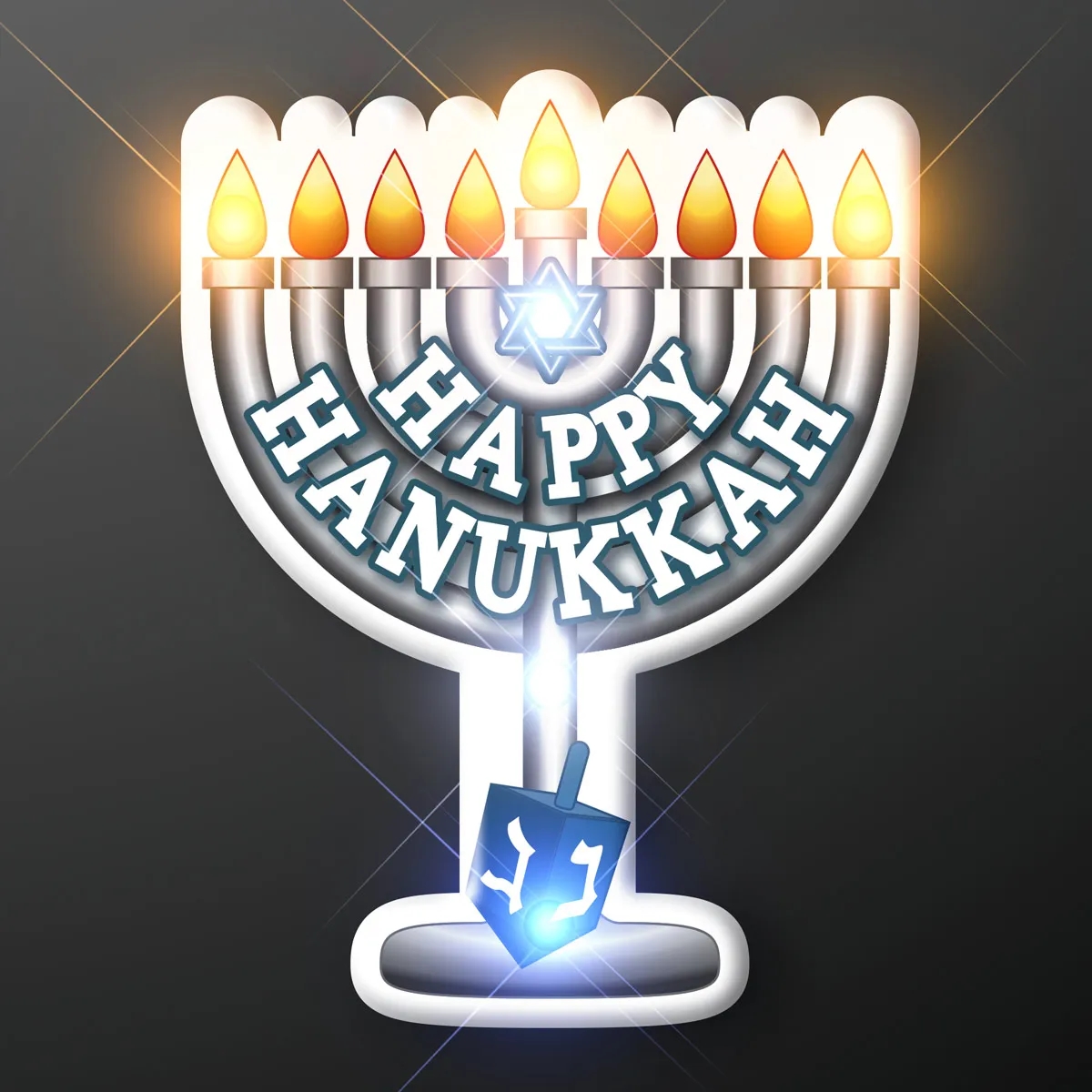 Happy Hanukkah LED Menorah Light Pin 3
