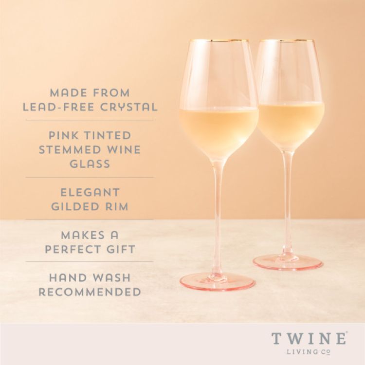Twine Living® Rose Crystal White Wine Glass, set of 2 3