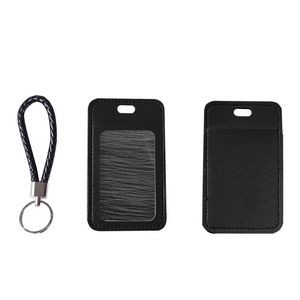 Elegant PU Leather Card Case With 1 Side Zipper Pocket And Lanyard 3