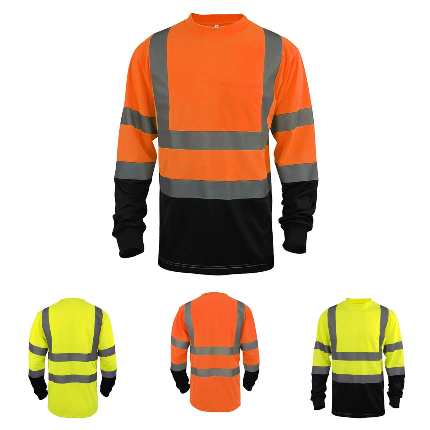 High Visibility Heavy-duty Long Sleeve Reflective Safety T-S 4