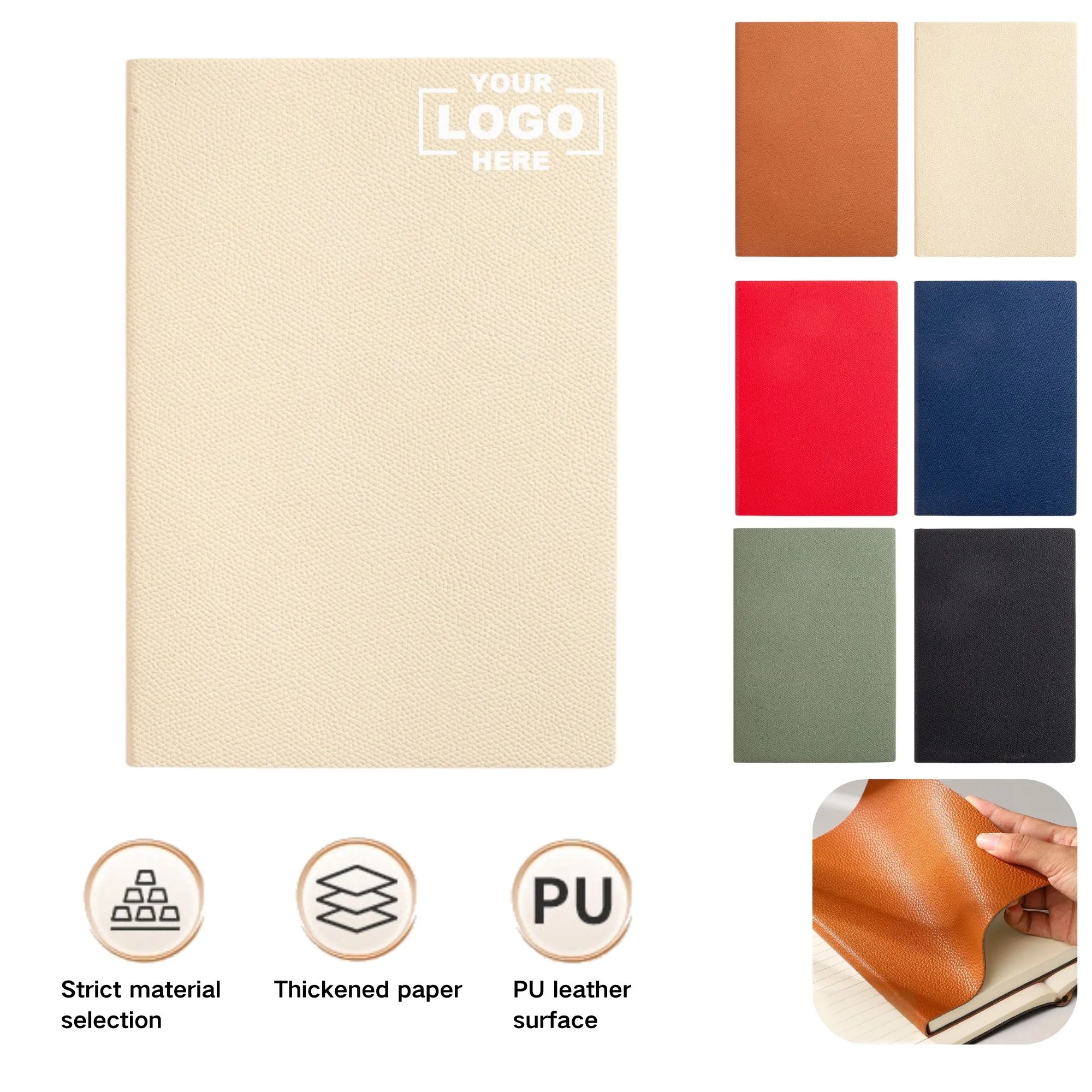 A5 Lychee Skin Soft Leather Business Notebook