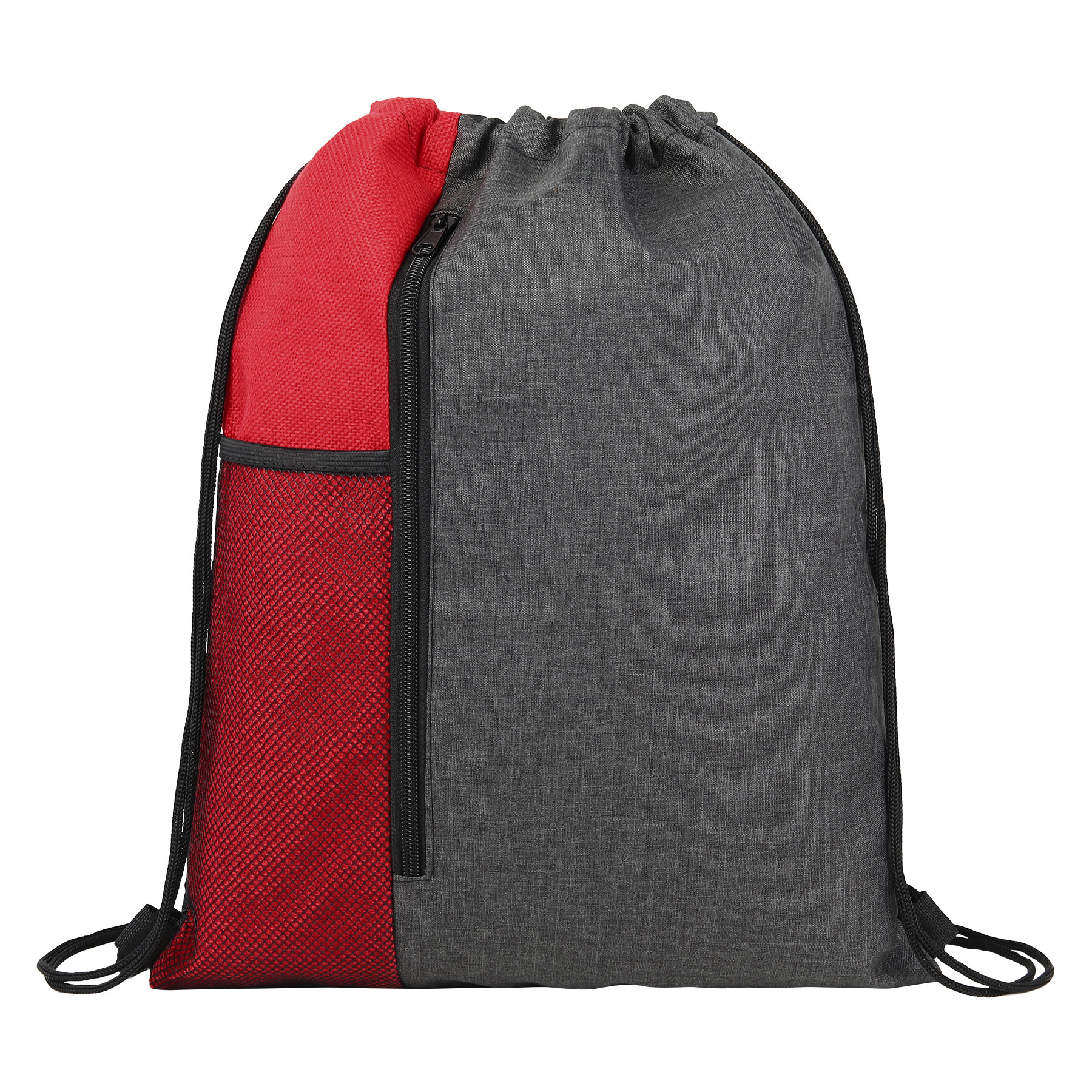 Drawstring Backpack With Front Vertical Zip Pocket And Mesh Pocket 3