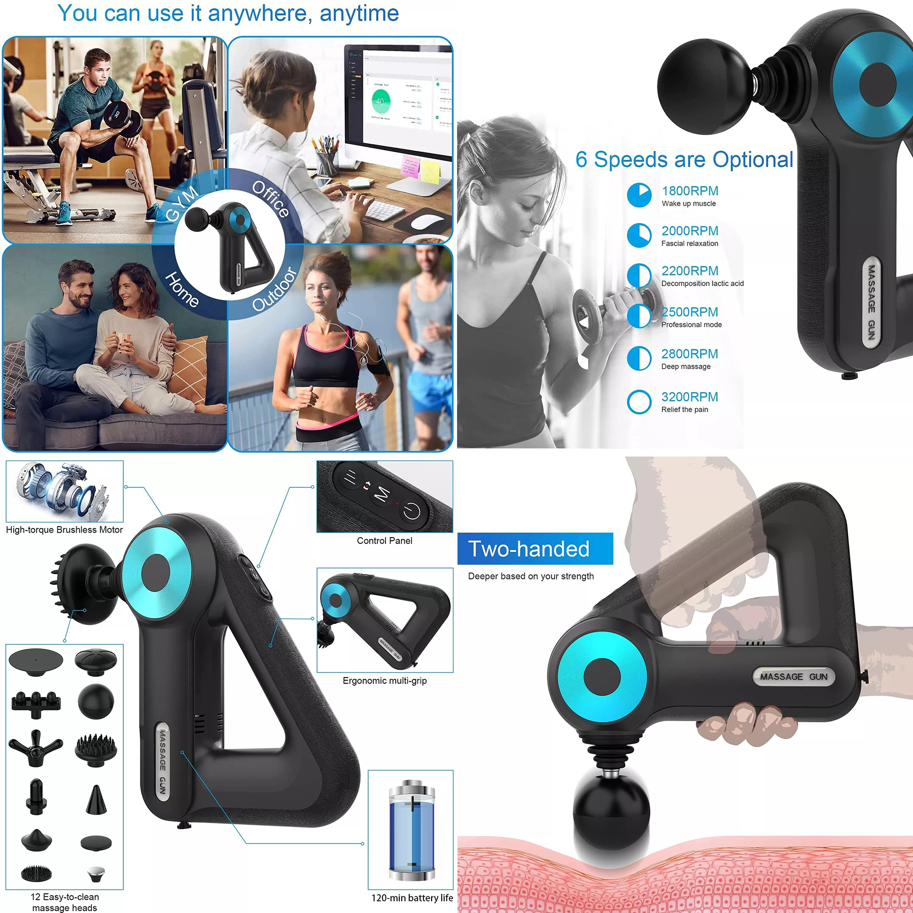 Pro Handheld Deep Tissue Massage Gun 2
