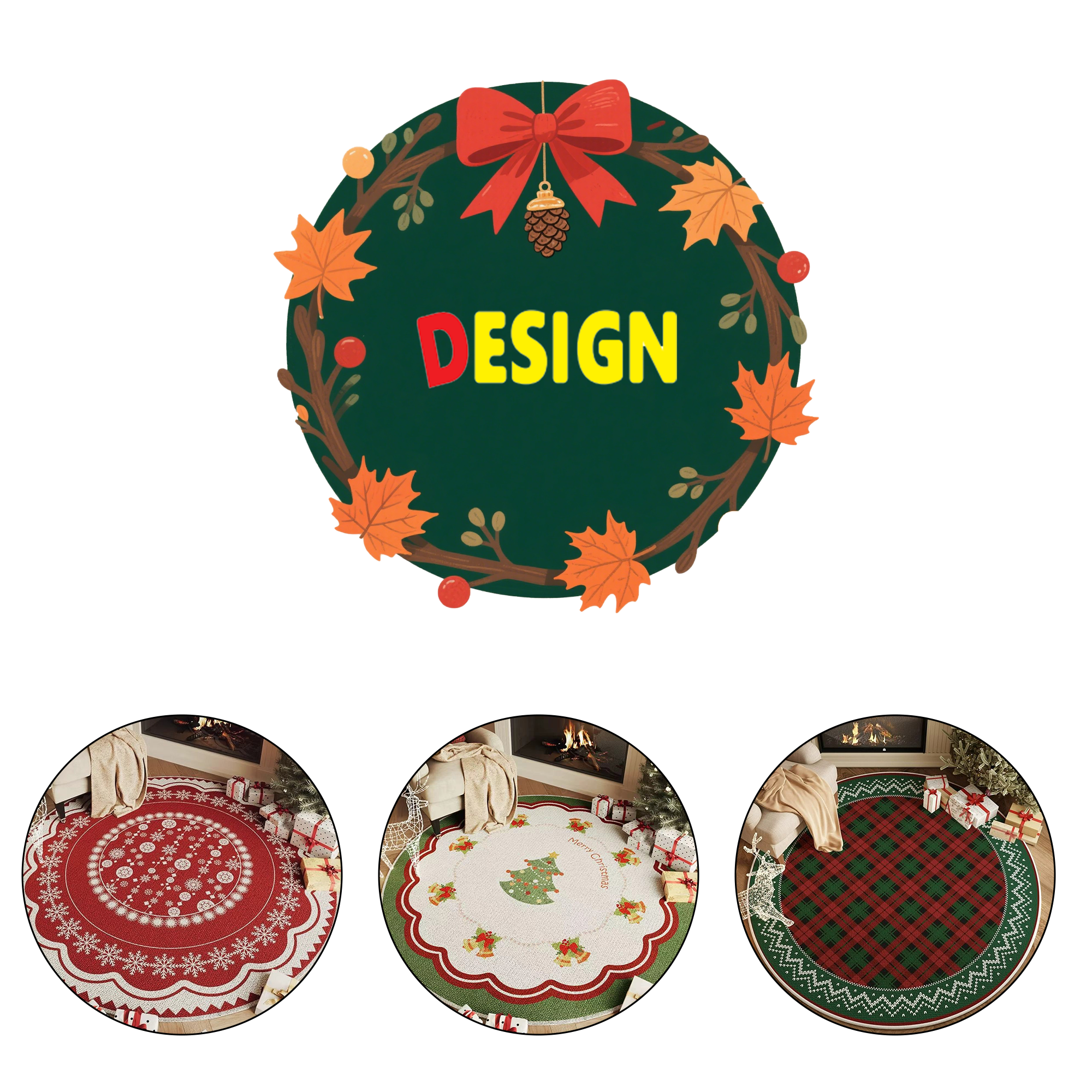 Round Christmas Floor Mat 2