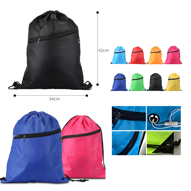 Zipper Polyester Drawstring Backpack 1
