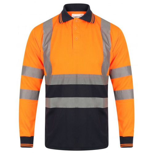 VISIPRO Long Sleeve Reflective Front Colorblock Safety Polo - BirdsEye Mesh - ANSI 107-2020 Class 3 2