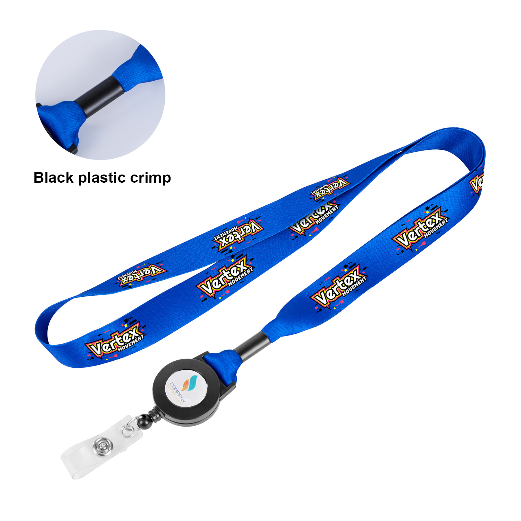 3/4" Dye-Sublimated Lanyard W/Retractable Badge Reel Combo & Plastic Crimp 1