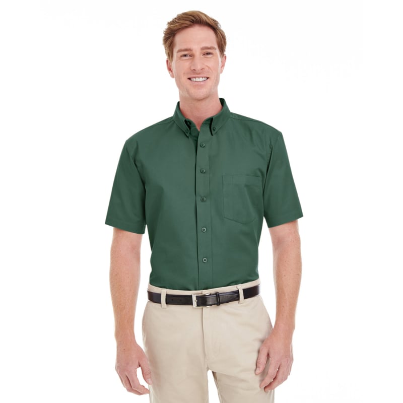 Harriton Men's Foundation 100% Cotton Short-Sleeve Twill Shirt With Teflon™ 4