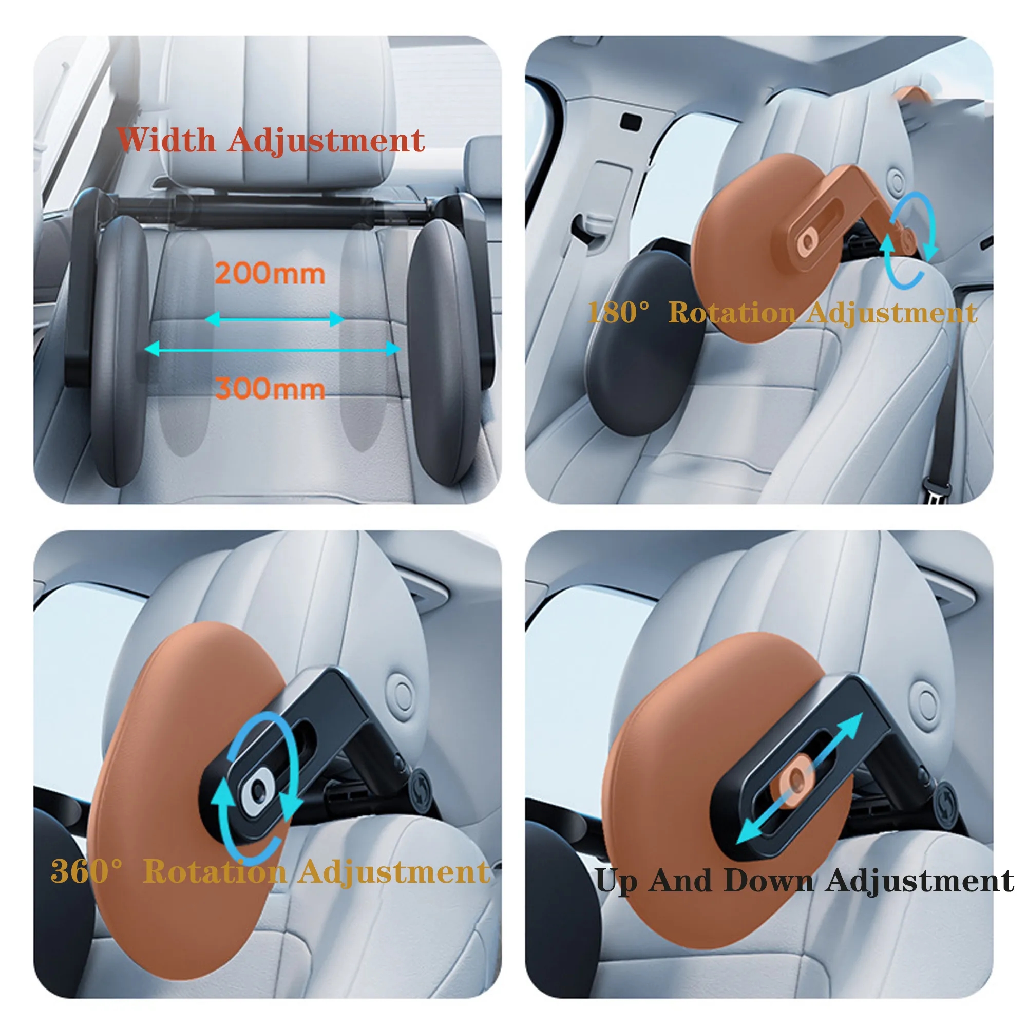 Three-Axis Double-Hook Multi-Functional Car Headrest Memory 4