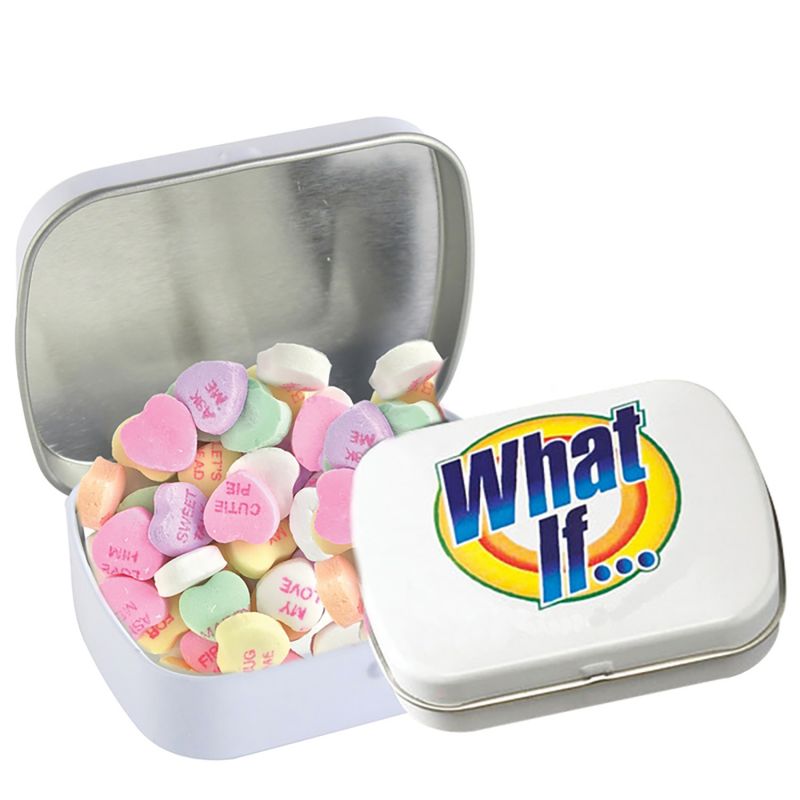 Domed Tin - Imprinted Conversation Hearts 2