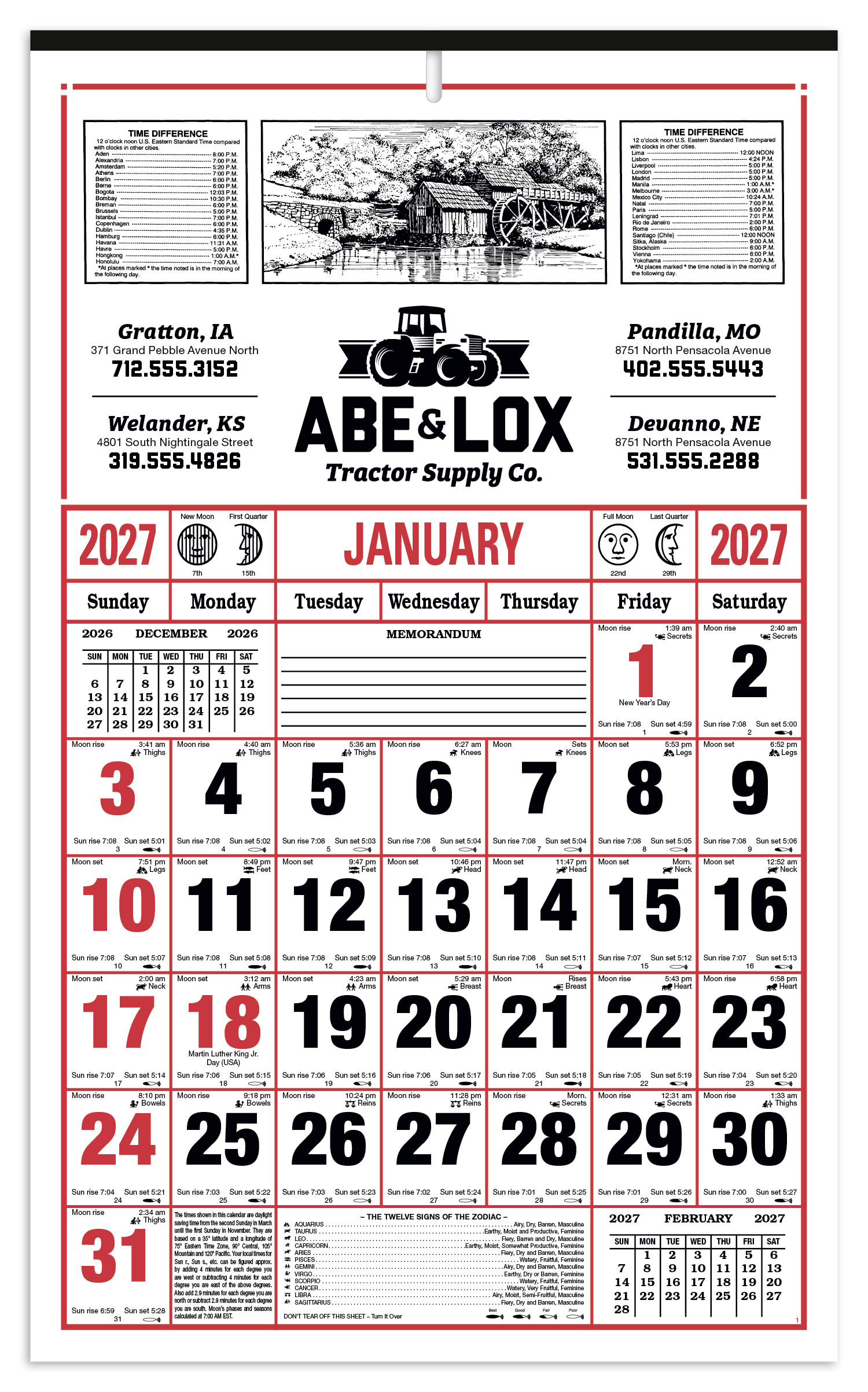 Skinner & Kennedy® 8-Sheet Almanac Calendar 29