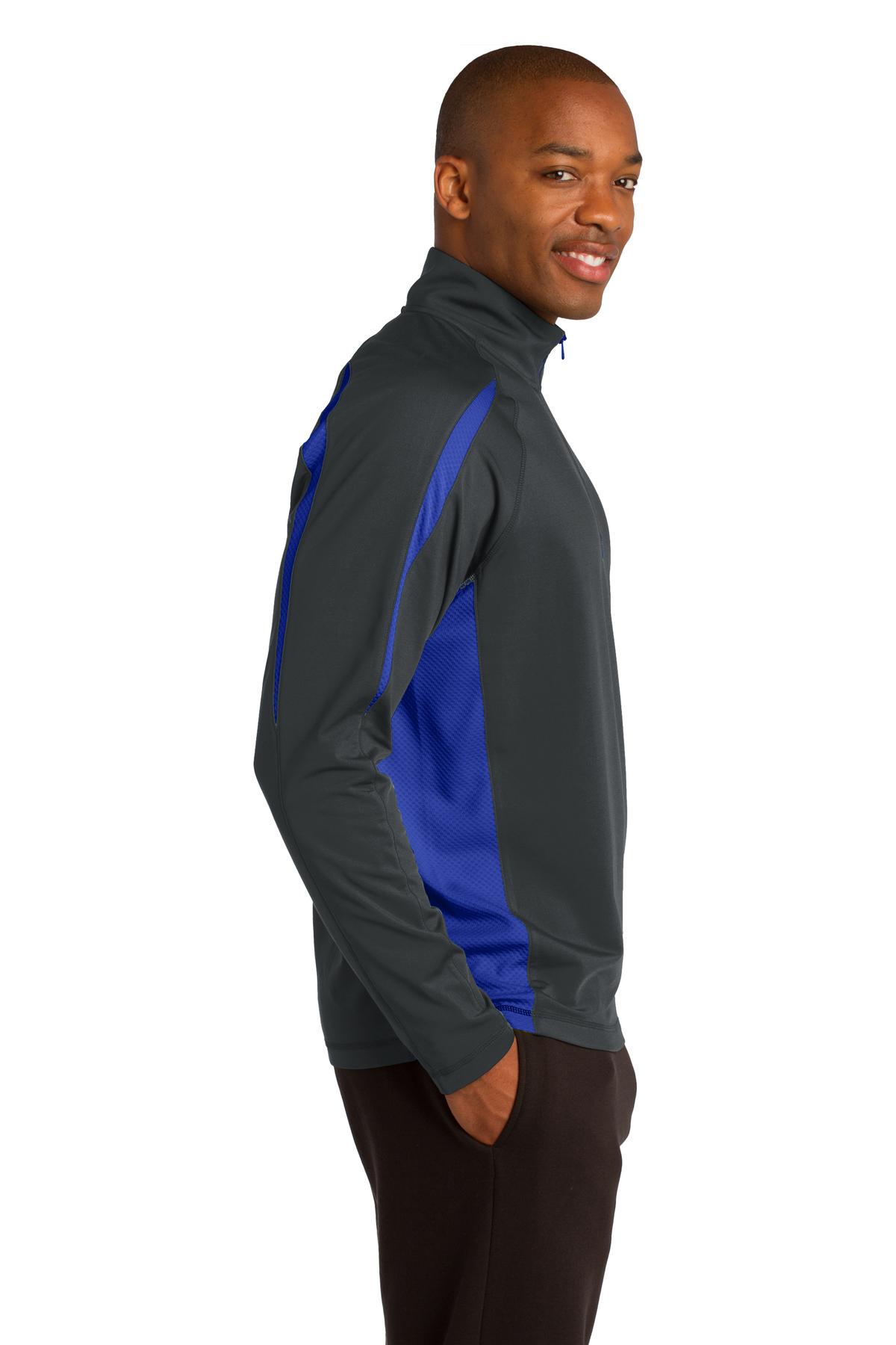 Sport-Tek Sport-Wick Stretch 1/4-Zip Colorblock Pullover. ST851, custom hoodie or sweatshirt with logo imprint 9