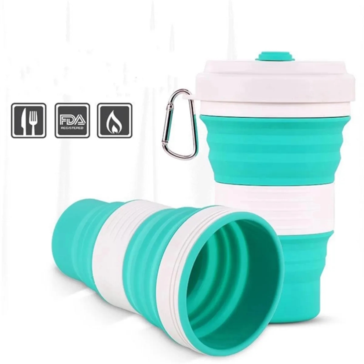 19oz Silicone Collapsible Travel Cup with Carabiner 4