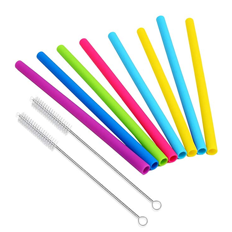 Reusable Silicone Drinking Straw with 1 Cleaning Brush