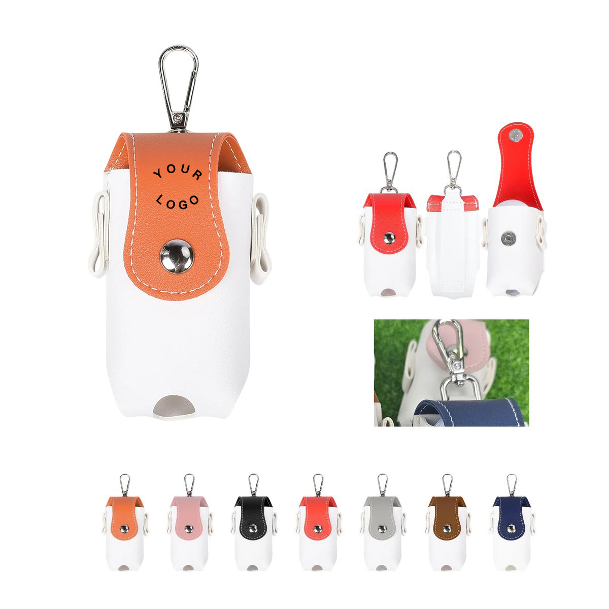PU Leather Golf Ball Holder with Clip 3