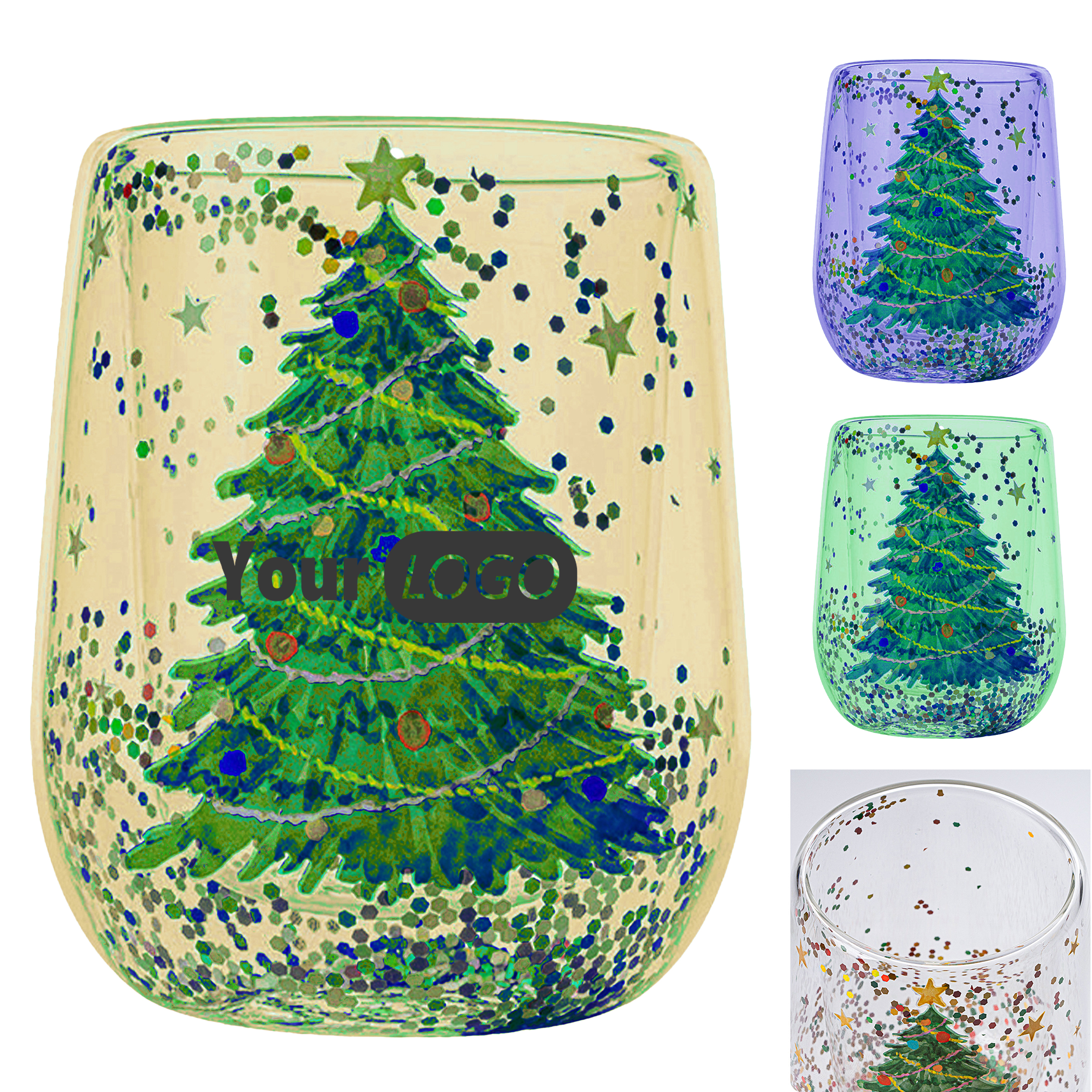 Glass Christmas Double-Walled Glitter Cup ?C Perfect For Festive Gatherings 6