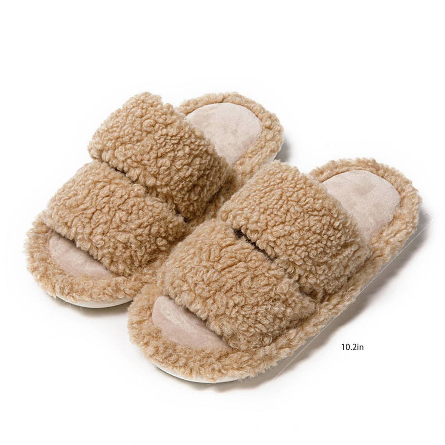 Womens Open Toe Fluffy House Slippers 2