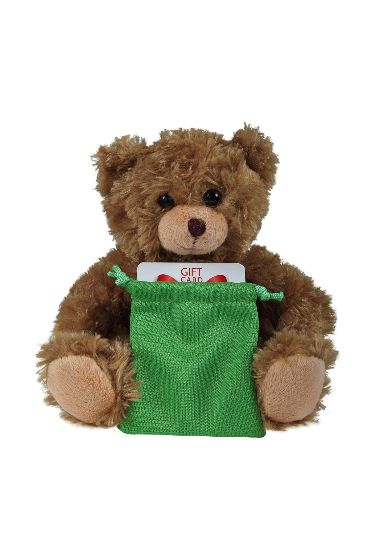 soft plush Mocha Curly Sitting Bear with gift card sack 5