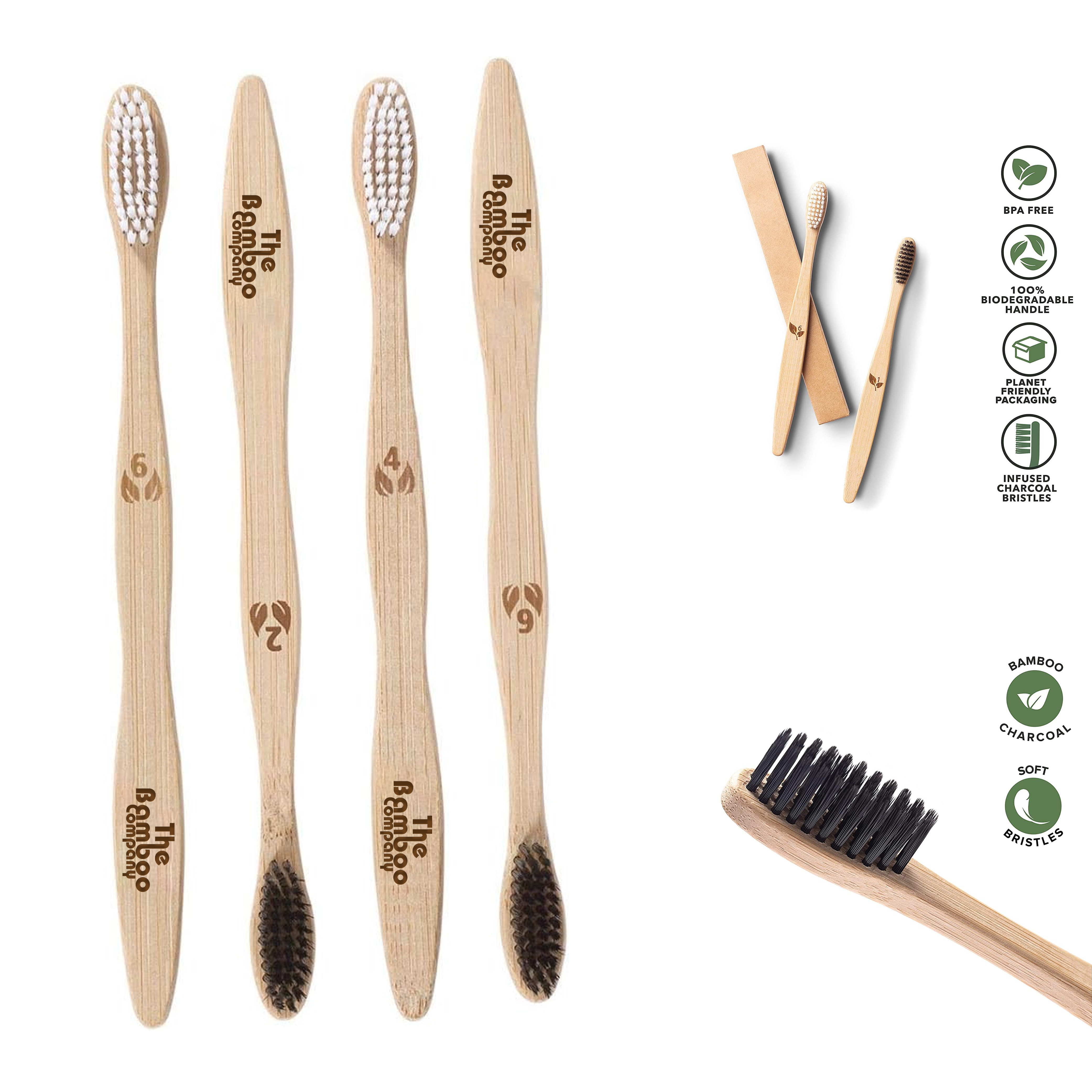 Flat Handle Bamboo Toothbrush For Adult 2