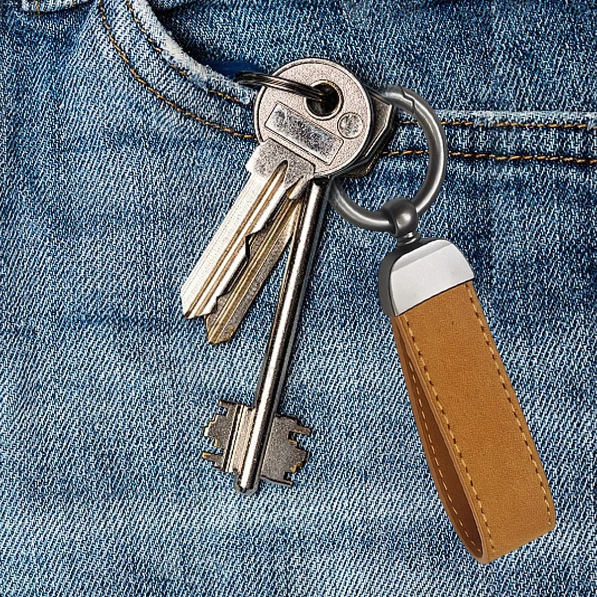 PU Leather Loop Keychain With Swivel Ring 2