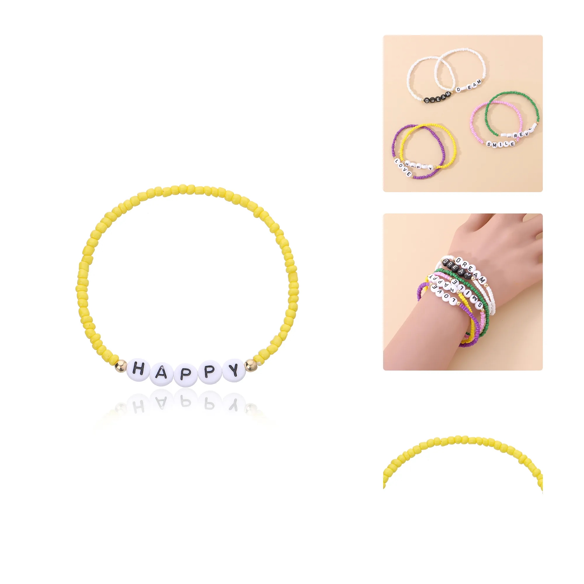 Letter Bead Fashion Bracelet Colorful Beaded Wristband 2