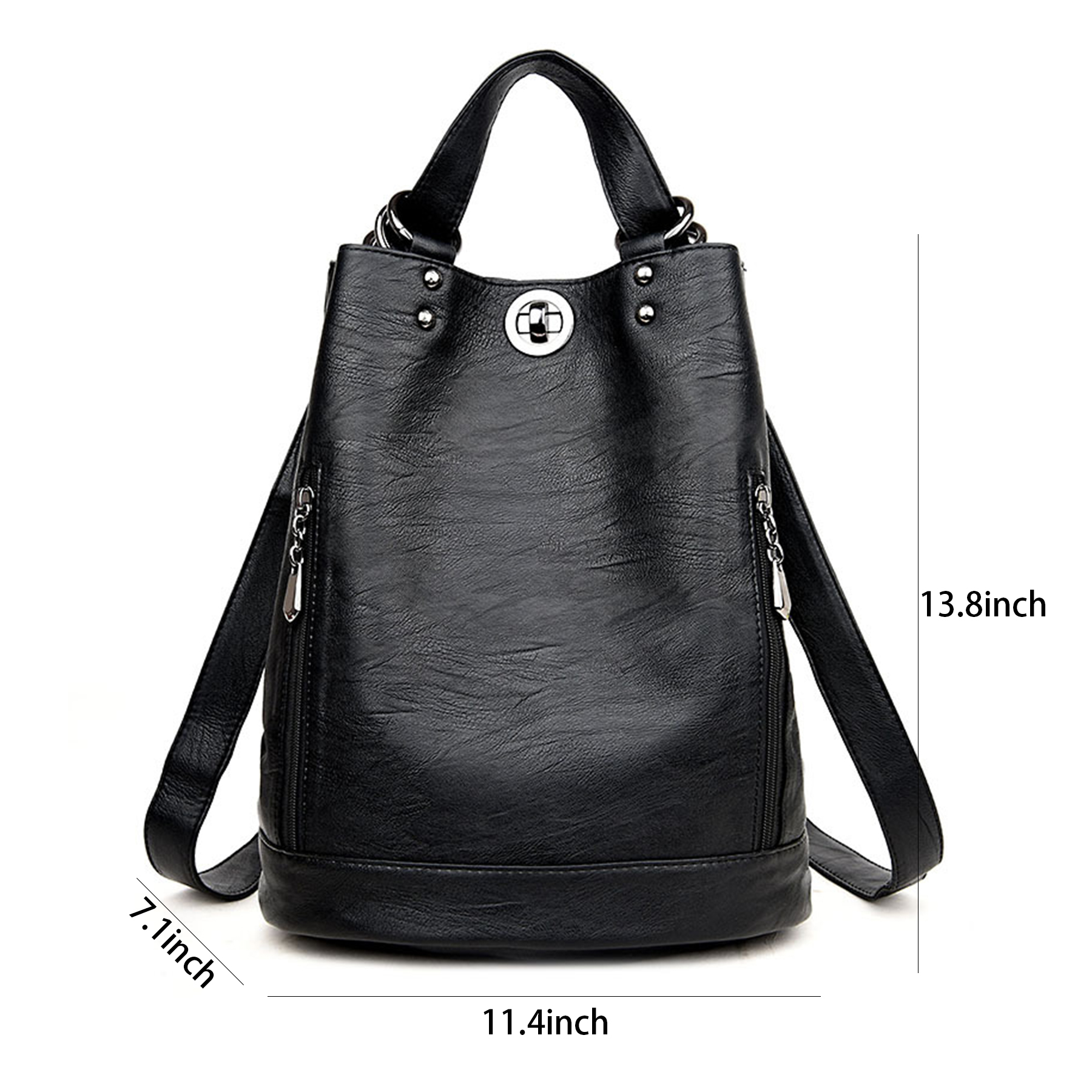 Pu high-capacity Bucket Backpack Women 6