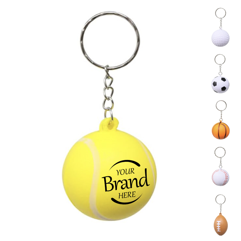 Portable Ball Themed PU Stress Relief Squishy Keychain Fidget Toy 3