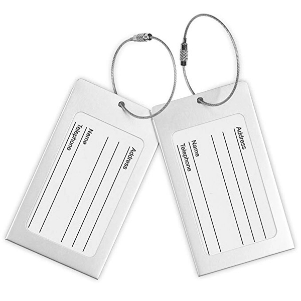 Aluminum Metal Travel Luggage Tag with Wire Loop Closure 5