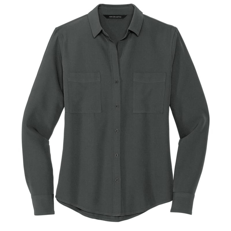MERCER+METTLE Women's Stretch Crepe Long Sleeve Camp 14