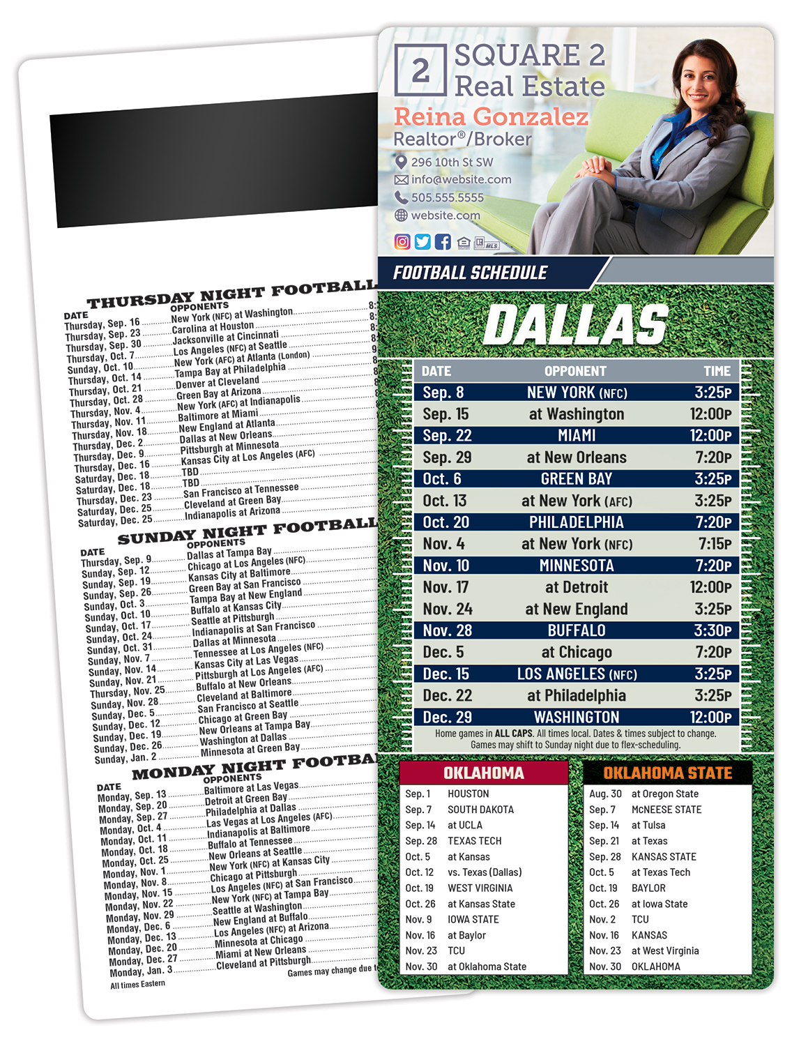Football Schedule Laminated Card/Postcard with Magnet Strip 3.5x8.5 - 14 pt. 5